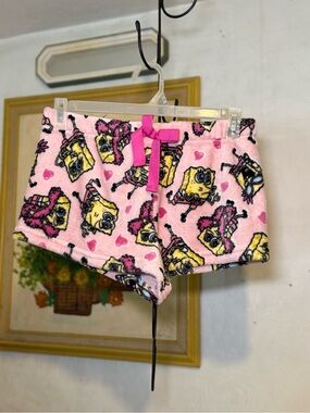 SpongeBob Squarepants Pink Plush High-Waist Lounge Shorts with Bow
